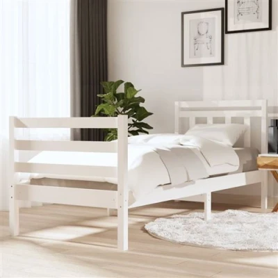 Afbeelding van vidaXL Bedframe massief hout wit 90x200 cm