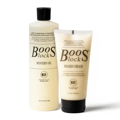 Afbeelding van Boos Block Snijplandolie en Wax Set Mystery Oil (473 ml) + Board Cream (148 Voedingsmiddelenlak voor hout Plancha olie Voedingsolie
