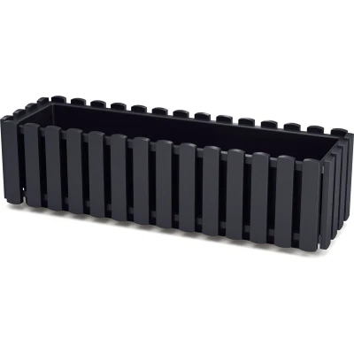 Afbeelding van Fence look plantenbak/bloembak kunststof 58 x 18 16 cm antraciet grijs voor binnen/buiten