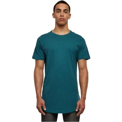Image de Urban Classics Shaped Long Tee Manches Courtes Ourlet Arrondi Col Rond Basique Streetwear Minimaliste 100% Coton Jersey Homme, Turquoise (Teal 1143), S