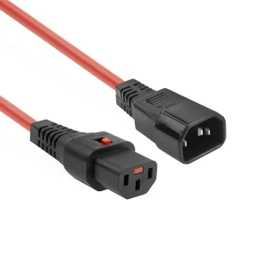 Afbeelding van C13 IEC Lock C14 Verlengkabel 3 x 1mm2 0,5 meter Rood