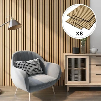 Afbeelding van Akoestisch Wandpaneel Vang set van 8 mdf 5,76 m² eiken donker