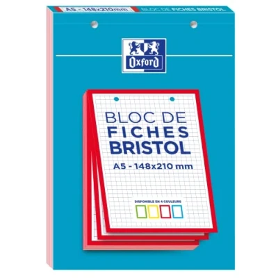 Afbeelding van OXFORD Bristol 2.0 indexblok, geperforeerd, 148 x 210 mm, kleine ruitjes, 5 30 stekkers, rood