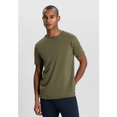 Afbeelding van Dstrezzed Mc Queen T Shirt Army Groen maat M Heren met Slim fit Pasvorm Katoen Suitable Herenkleding