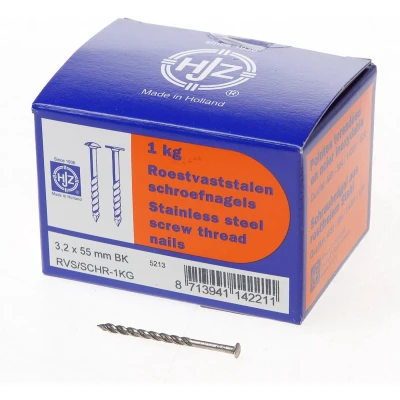 Afbeelding van Hjz schroefnagel bombe kop RVS 3.2 x 55mm 1 kg