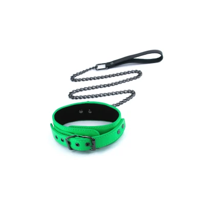 Afbeelding van Bondageset Electra Collar + Leash Groen