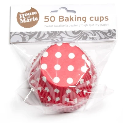 Afbeelding van House of Marie Cupcake Vormpjes Stip Rood pk/50