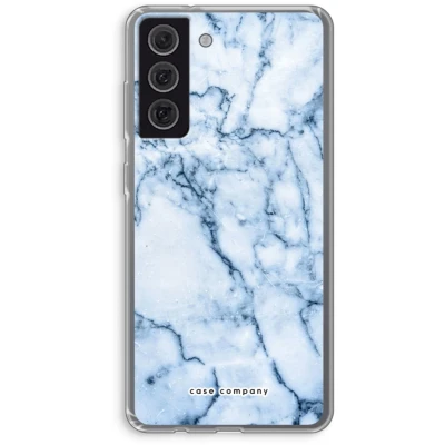 Afbeelding van Case Company® hoesje geschikt voor Samsung Galaxy S21 FE Blauw marmer Soft Cover Telefoonhoesje Bescherming aan alle Kanten en Schermrand