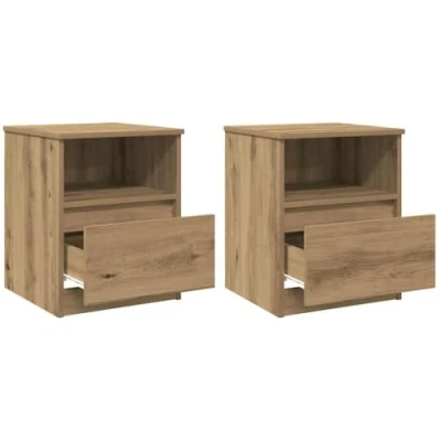 Afbeelding van vidaXL Nachtkastjes 2 st 40x40x50 cm bewerkt hout artisanaal eiken
