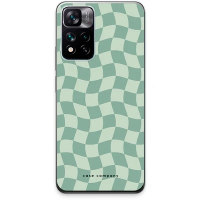 Afbeelding van Case Company® hoesje geschikt voor Xiaomi 11i Grid Groen Soft Cover Telefoonhoesje Bescherming aan alle Kanten en Schermrand
