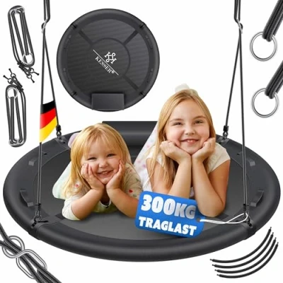 Afbeelding van KESSER® Ronde vogelnestschommel, verstelbaar, diameter: 100 cm, maximale belasting: 300 kg, voor binnen en buiten, volwassenen kinderen.