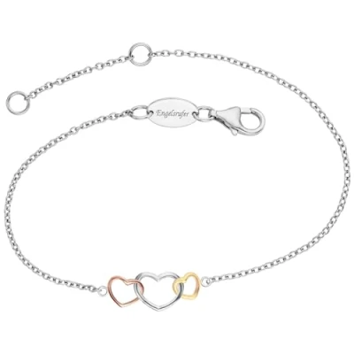 Afbeelding van Engelsrufer Damenarmband Armband WITH LOVE 3 Hearts 925ER Silbe Armband, Dames, Maat: One Size, Silber