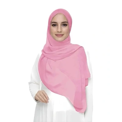 Afbeelding van Lina &amp; Lily Chiffon hijab sjaal voor dames van lichtgewicht stof, Roze
