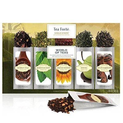 Afbeelding van Tea Forté Single Steel Kruiden Retreat Losse Leaf Sampler, Verschillende Theebox, 15 Serve Pouches Relaxation