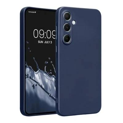 Afbeelding van kwmobile metallic telefoonhoesje van TPU geschikt voor Samsung Galaxy A55 5G Flexible case smartphone In blauw