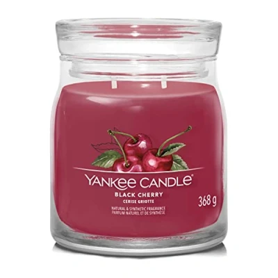 Afbeelding van Yankee Candle Signature Medium JAR Black Cherry Geurkaars, Maat: 368 g, Red
