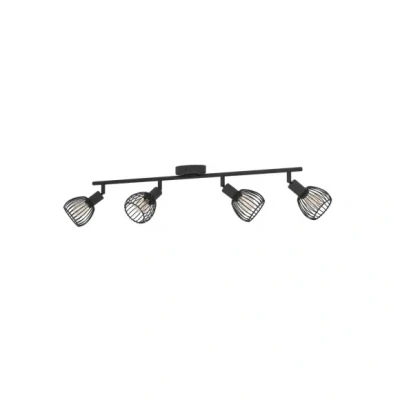 Afbeelding van EGLO Sonnino plafondlamp, industriële plafondlamp met 4 draaibare spots, zwarte metalen lamp, verlichting voor woonkamer en slaapkamer, fitting E14