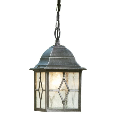 Afbeelding van Buiten hanglamp Genoa met loodglas