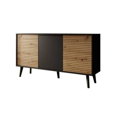Afbeelding van Meubella Dressoir Palladium Eiken Zwart 154 cm
