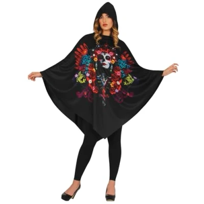 Afbeelding van Halloween Dames Verkleed Poncho Catrina