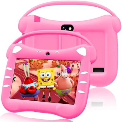 Afbeelding van VESWWE Android Educatieve tablet voor kinderen, 7 inch, kindertablet met wifi, bluetooth, ouderlijk toezicht Quad Core 32 GB ROM, vooraf geïnstalleerde apps (magenta)