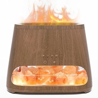 Afbeelding van SALKING Pakistan 2 in 1 aromadiffuser en zoutlamp vlammeneffect diffuser voor etherische oliën verfrissende neveldiffuser met 3 helderheidsniveaus 150 ml