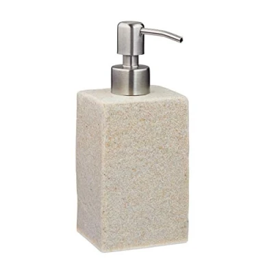 Afbeelding van Relaxdays zeeppompje handzeep 200 ml navulbaar zeepdispenser rvs polyresin Zand