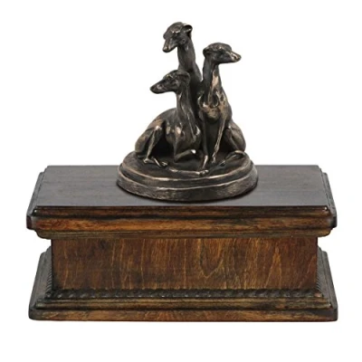 Afbeelding van Elegante urn voor kattenas met hondensculptuur, klassiek en stijlvol