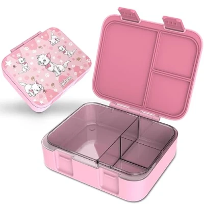 Afbeelding van Jarlson® Mili Lunchbox voor kinderen met vakken, BPA vrij, lekvrij, kleuterschool en school, 1000 ml, licht gewicht (kat roze V2)