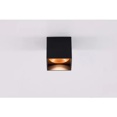 Afbeelding van Opbouwspot zwart/goud vierkant LED