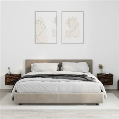 Afbeelding van Nachtkastjes 2 st wandgemonteerd 41,5x36x28 cm gerookt eiken