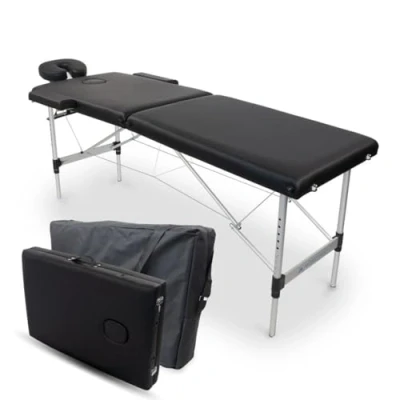 Afbeelding van Mobiclinic CA 01 Light Massagebed Inklapbare Fysiotherapiebank Mobiele Massagetafel Massagelstoel Hoofdsteun Draagbaar Aluminium 186x60 cm Kleur zwart