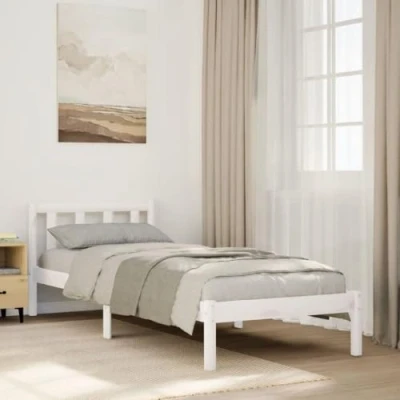 Afbeelding van vidaXL Bedframe extra lang zonder matras grenenhout wit 100x210 cm