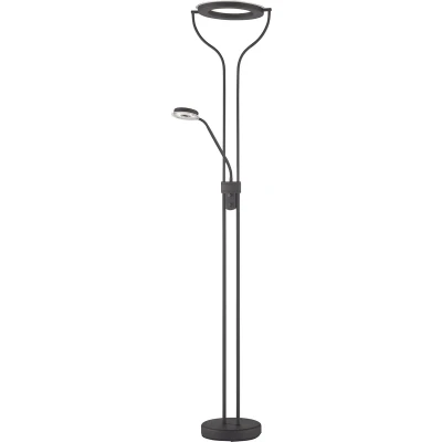 Afbeelding van Fischer &amp; Honsel Vloerlamp Fluter Davos 1x LED 30 W (incl.) + 6,5W Zwarte Zandgrond Metaal