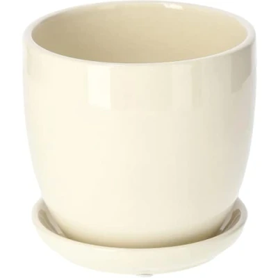 Afbeelding van KOTARBAU® Keramische bloempot met lekbak, 13 cm, beige