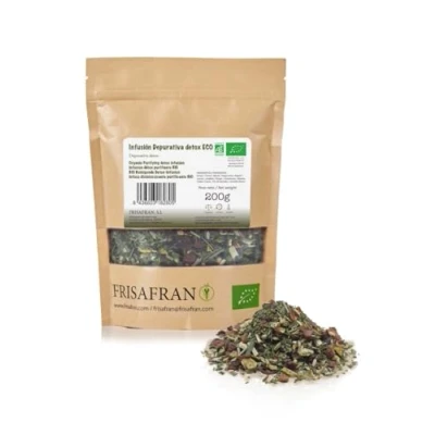 Afbeelding van FRISAFRAN Infusion Purifiante détox Bio Vrac 200g Digestif Anti inflammatoire thé drainant à effet diurétique Propriétés Antioxydant naturel pas d&#039;additifs Tisane Detox Foie