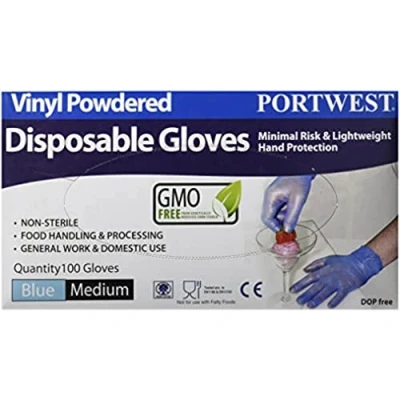 Afbeelding van Portwest Gepoederde Vinyl Wegwerphandschoen (Pk100) Helder L
