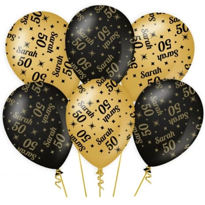 Afbeelding van Ballonnen Sarah 50 jaar Classy 30cm 6 stuks