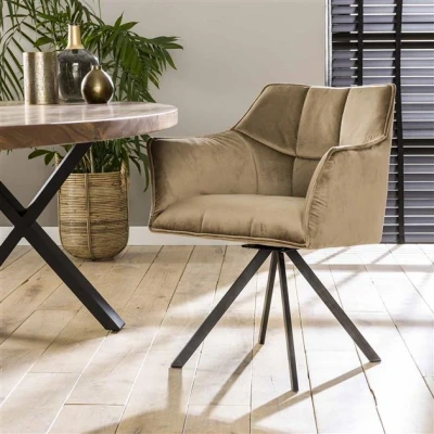 Afbeelding van Hoyz Velvet Armstoel Champagne Draaibaar 2 Stuks