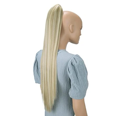 Afbeelding van Prettyshop H164 paardenstaart haarstukje, extra lang, stijf, hittebestendige kunstvezel, 71 cm, lichtblond