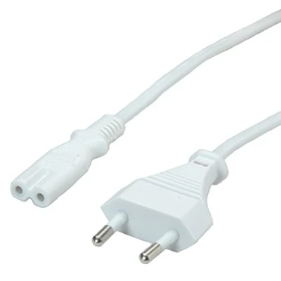 Image de VALUE Câble d&#039;alimentation Europlug (M) pour IEC 60320 C7 CA 250 V 2.5 A 1.8 m moulé blanc