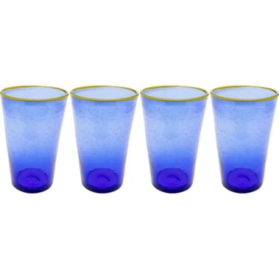 Afbeelding van Waterglazen Bubbles blauw (4/set) Kare Design