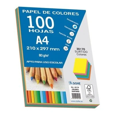 Image de Paquets 100 feuilles couleurs fortes A4 80gr.