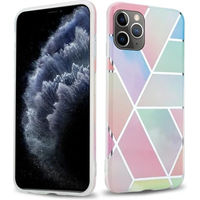 Afbeelding van Cadorabo Hoesje geschikt voor Apple iPhone 11 PRO in Regenboog Marmer No. Beschermhoes gemaakt van TPU siliconen Case Cover met mozaïek motief