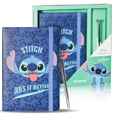 Afbeelding van Disney Stitch notitieboek, dagboek met bic pen, accessoires voor schrijfwaren, ideaal Kawaii cadeau idee meisjes, jongens en volwassenen