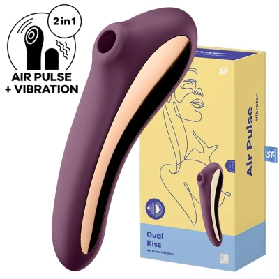 Afbeelding van Satisfyer Dual Kiss Luchtdruk Vibrator Paars
