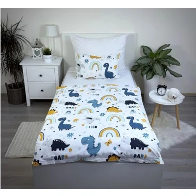 Afbeelding van Theonoi Complete kinderbeddengoedset Dekbedovertrek 100 x 135 cm en kussensloop 40 60 cm, katoen, Oeko Tex Standard gecertificeerd, voor jongens meisjes (dinosaurus)