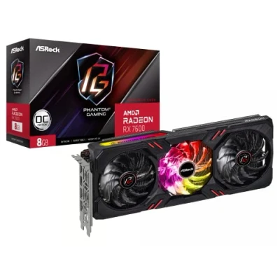 Afbeelding van ASRock AMD Radeon RX 7600 Videokaart Phantom Gaming OC 8 GB GDDR6 SDRAM PCIe x8 HDMI, DisplayPort Overclocked