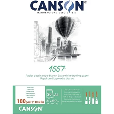 Image de CANSON Bloc à dessin 1557, A4, 180 g/m2, blanc pur, 60 pages