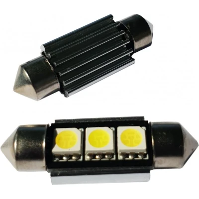 Afbeelding van Auto LEDlamp 2 stuks LED festoon 36mm 3 SMD daglichtwit 6500K heatsink CAN BUS 12 Volt